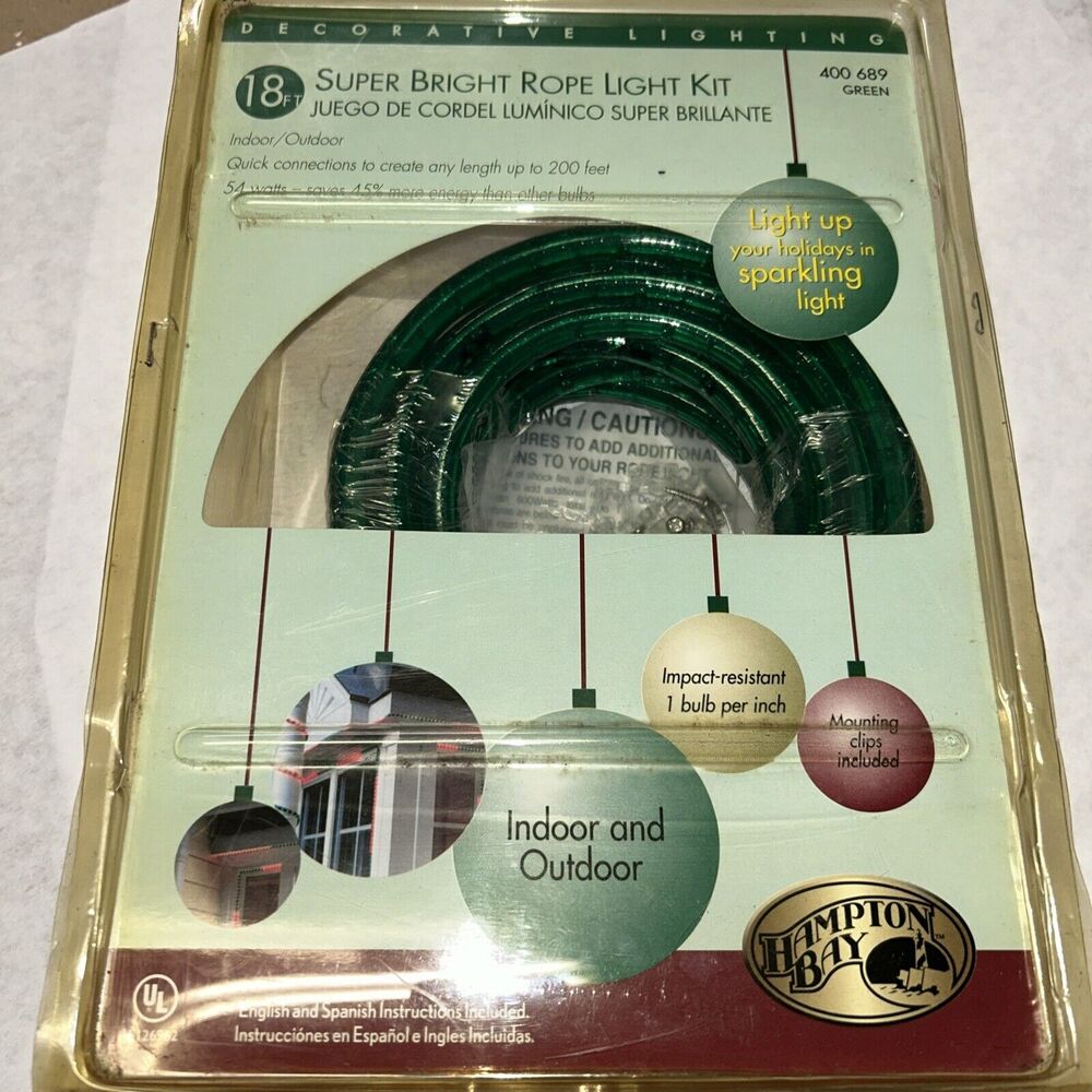 BRAND NEW #400689 3/8” Flexible PVC 18 ft Super Bright Green Rope Light Kit